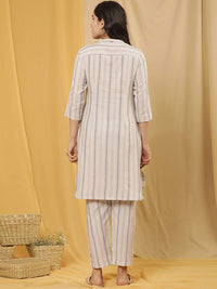 W Women Striped Straight Kurta with Trousers