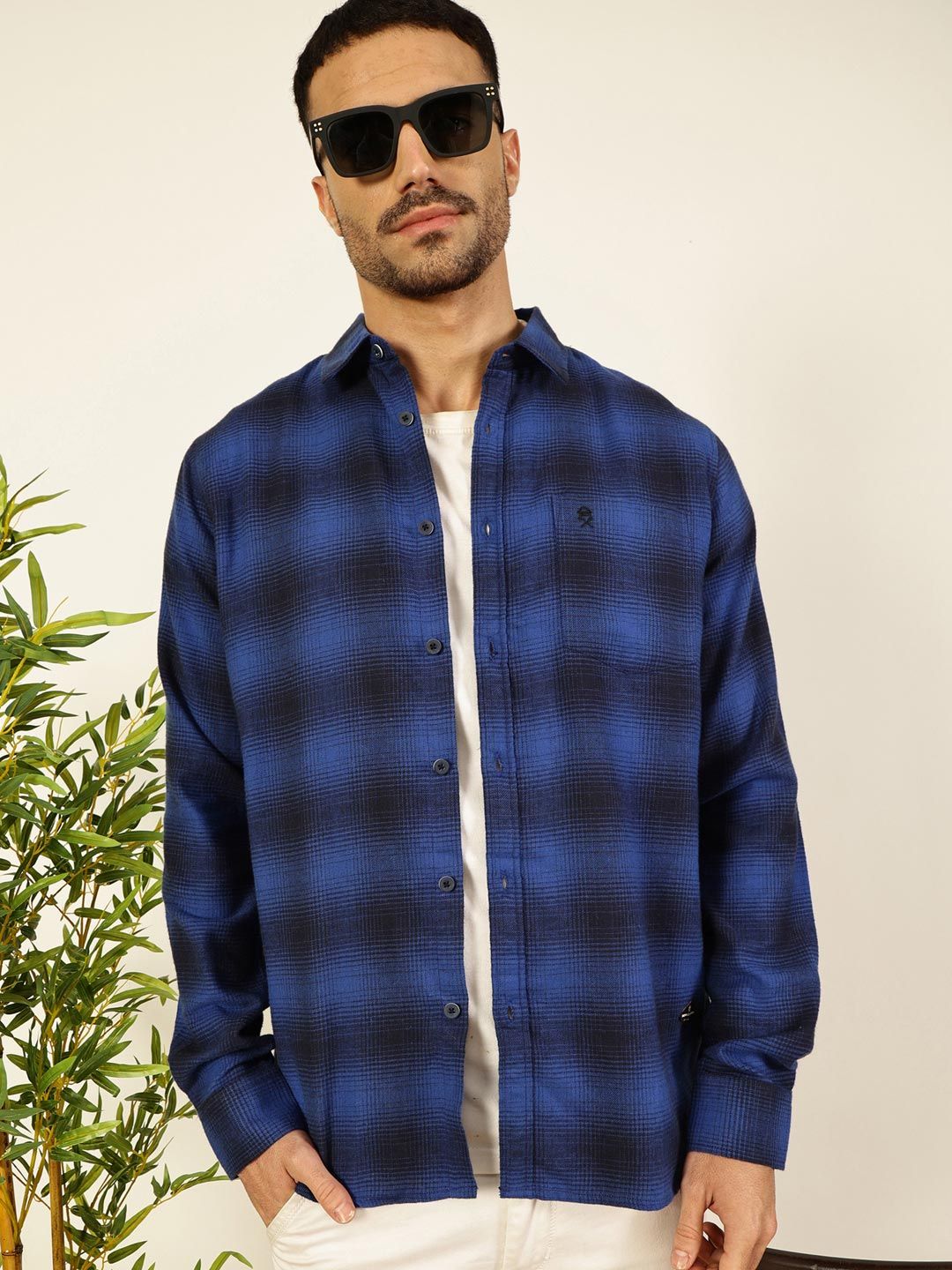 Thomas Scott Men Smart Opaque Flannel Checks Casual Shirt