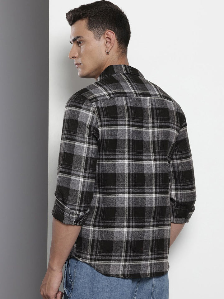 The Indian Garage Co Slim Fit Checked Pure Cotton Casual Shirt