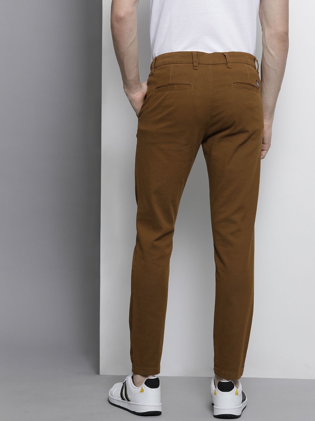 The Indian Garage Co Men Tan Slim Fit Chinos Trousers