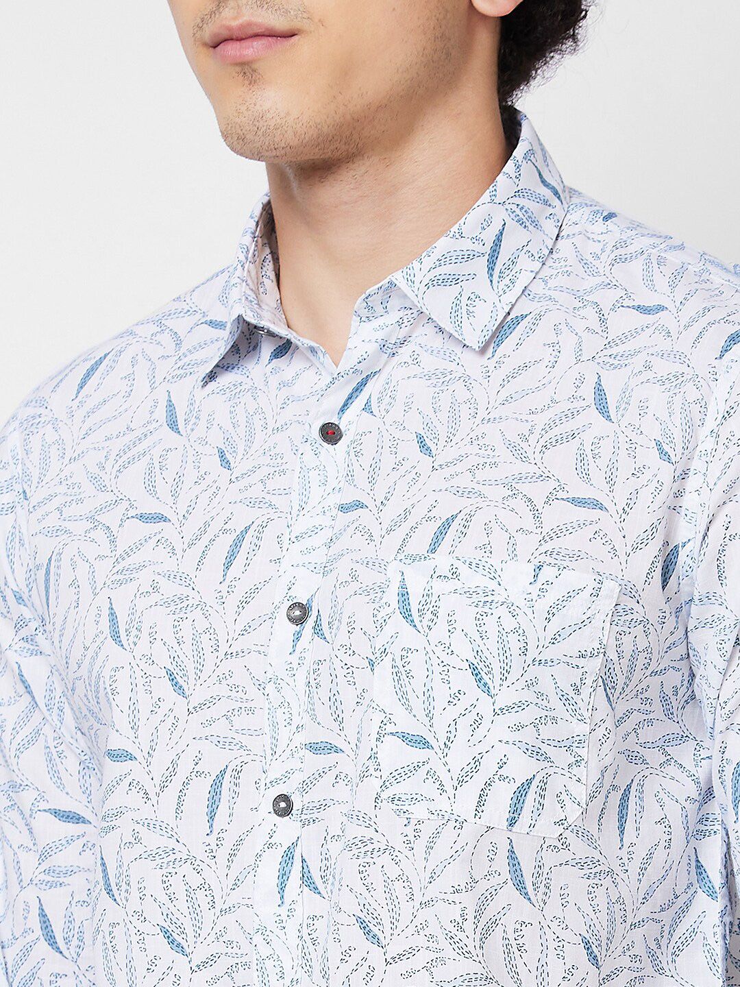 SPYKAR Printed Spread Collar Cotton Casual Shirt