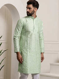 SOJANYA Benang Sulam Etnik Bekerja Kurta Lurus