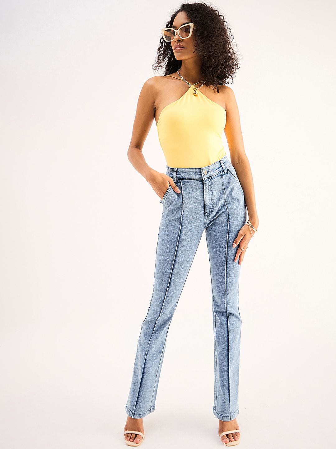 SASSAFRAS BASICS Women Bootcut Clean Look Heavy Fade Acid Wash Stretchable Jeans