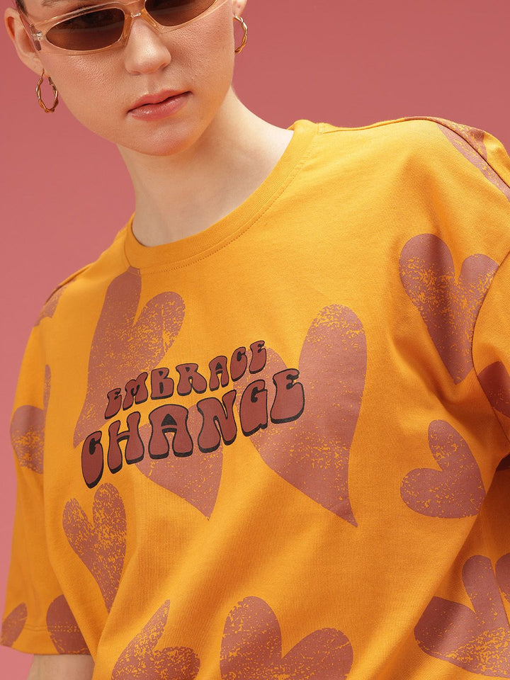 DressBerry Typography Printed Drop-Shoulder Sleeves Relaxed Fit Pure Cotton T-shirt