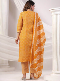 Indo Era Women Bandhani Printed Regular Mirror Work Kurta Trousers With Dupatta