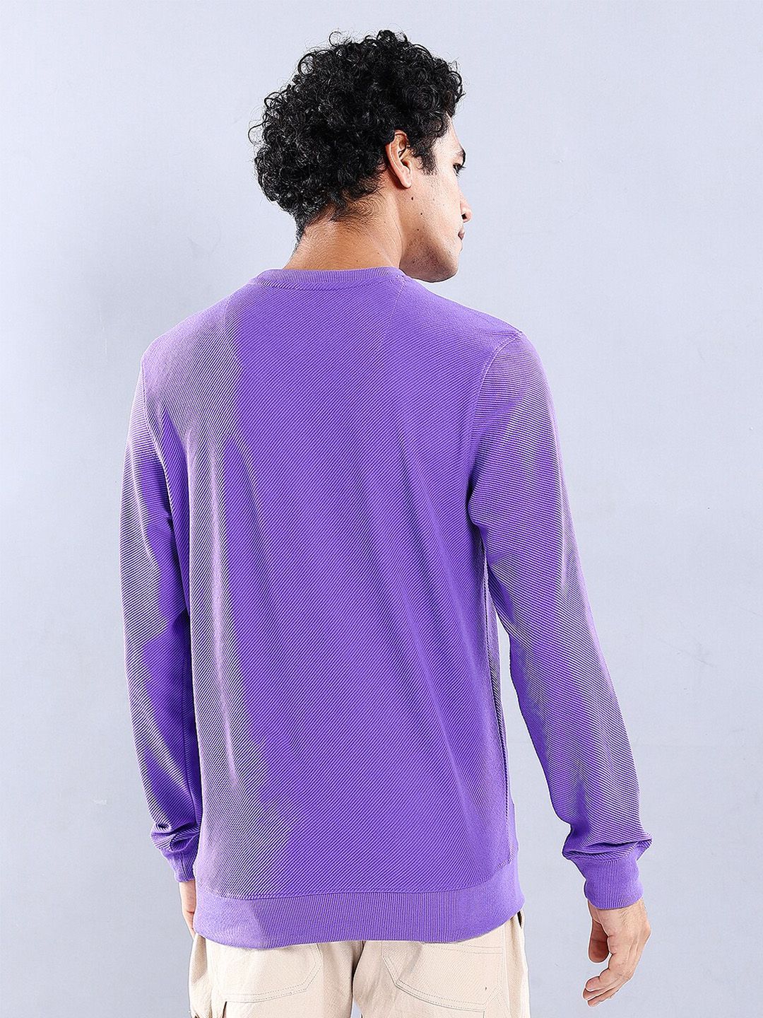 The Indian Garage Co Self Design Textured Long Sleeve Pullover Sweatshirt