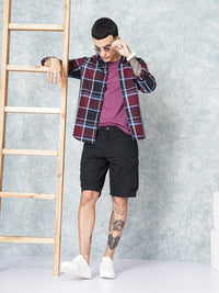 The Indian Garage Co Men Burgundy Checked Casual Shirt