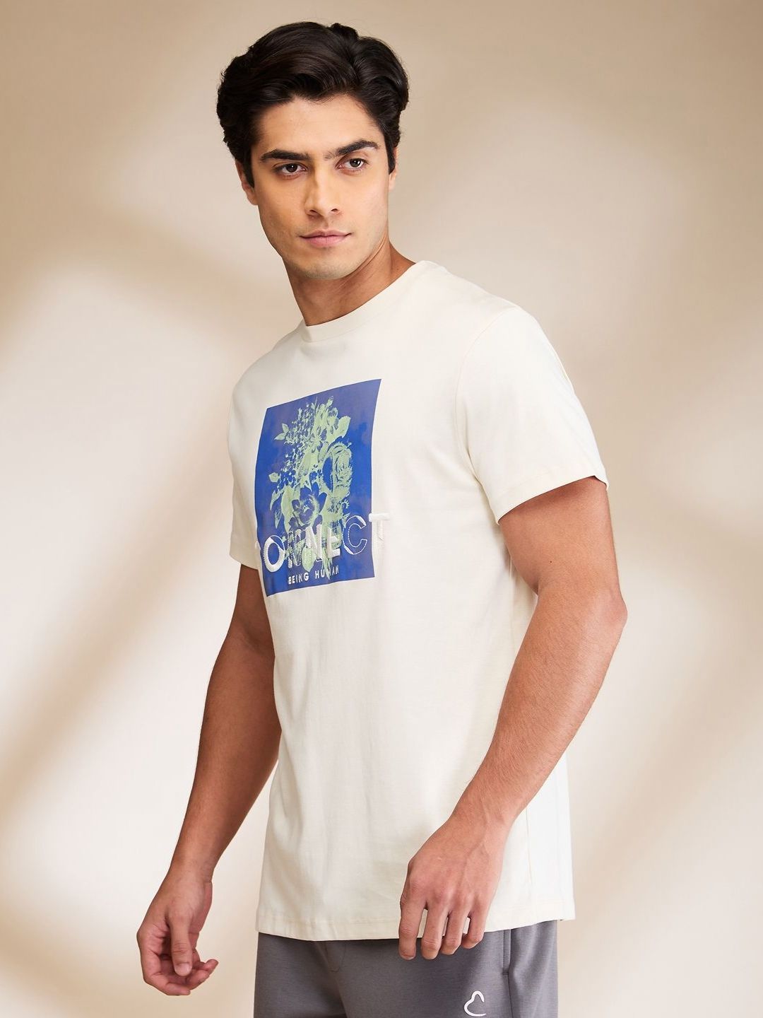 Being Human Men Typography Printed Applique T-shirt