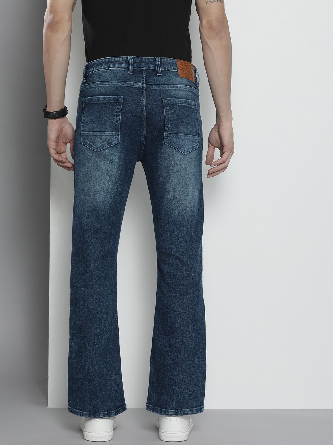 The Indian Garage Co Men Bootcut Mildly Distressed Light Fade Stretchable Jeans