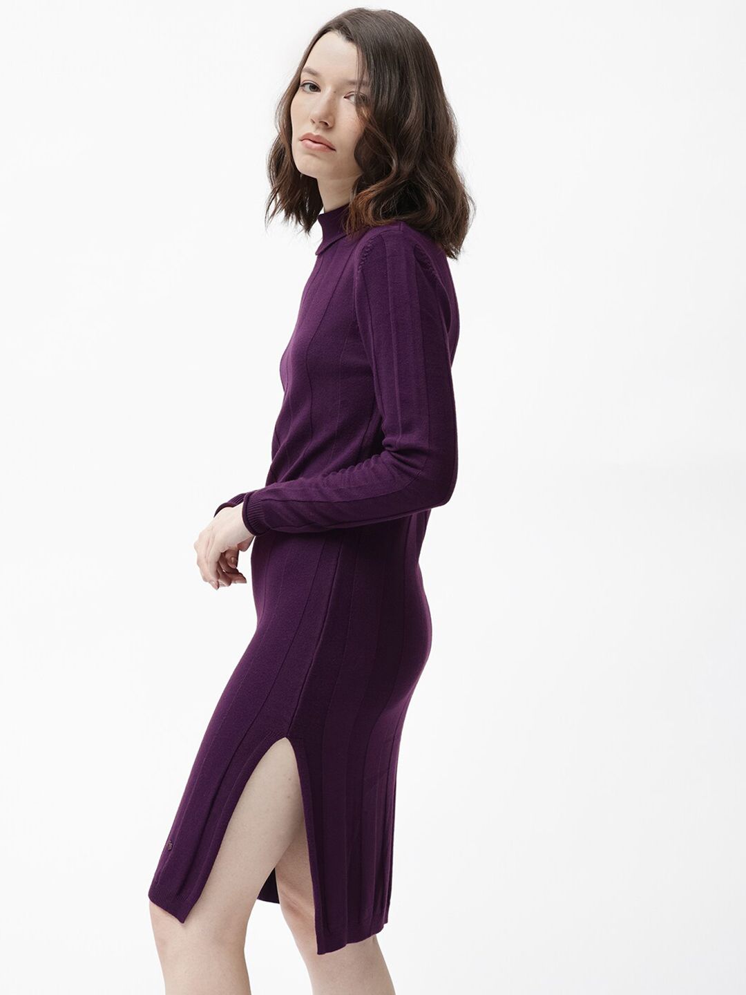 RAREISM Striped Mock Neck Long Sleeves Jumper Dress