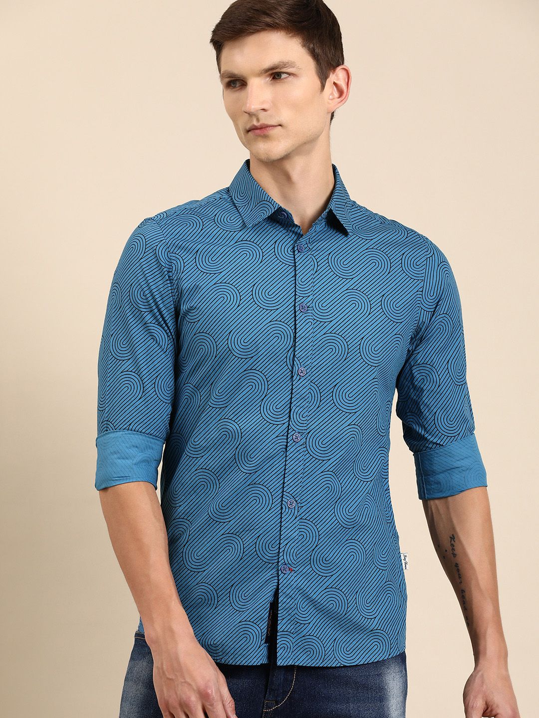 Being Human Men Pure Cotton Slim Fit Printed Casual Shirt