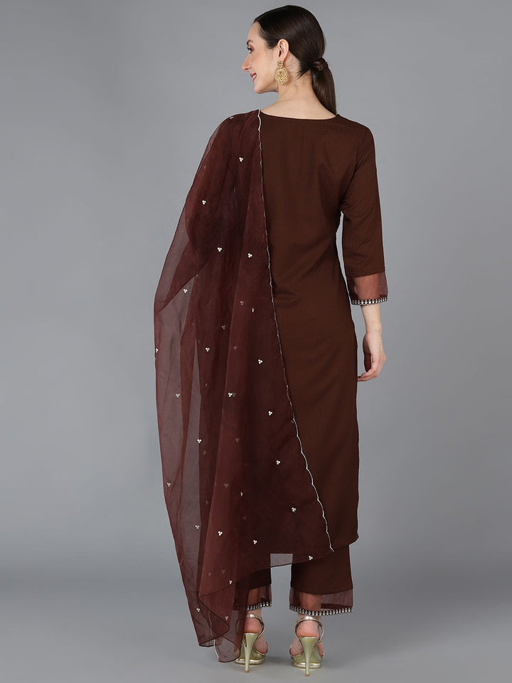 KALINI Ethnic Motifs Yoke Design Regular Sequinned Kurta With Trousers & Dupatta