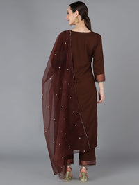 KALINI Ethnic Motifs Yoke Design Regular Sequinned Kurta With Trousers & Dupatta