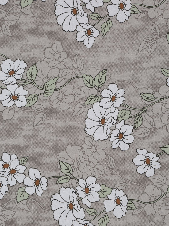 KLOTTHE Grey Floral Printed Dilengkapi 400 TC Kapas Cadar King & 2 Sarung Bantal