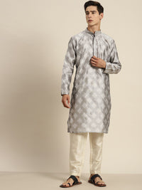 SOJANYA Ethnic Motifs Kantha Work Pastel Silk Cotton Kurta