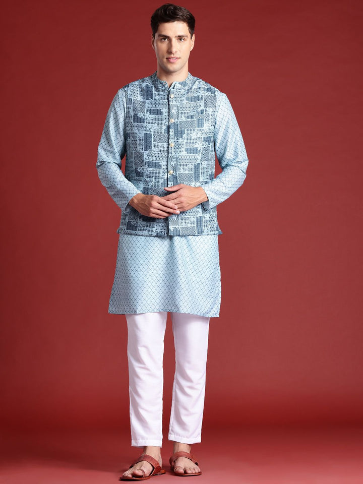 Anouk Men Printed Regular Kurta with Pyjamas And Nehru jacket