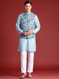 Anouk Men Printed Regular Kurta with Pyjamas And Nehru jacket
