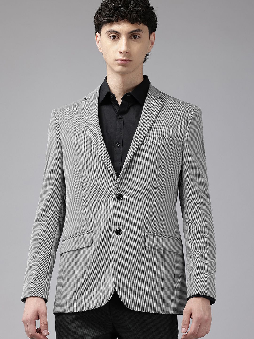 Park Avenue Notched Lapel Collar Single Breasted Slim Fit Blazer Formal