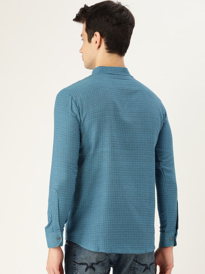 SOJANYA Men Blue Woven Design Straight Kurta