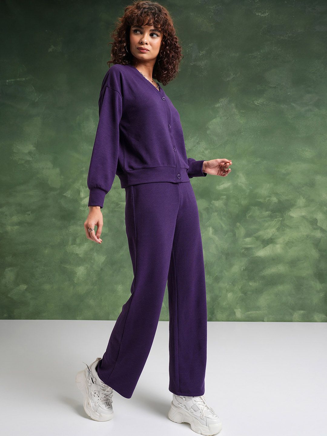 Tokyo Talkies Blue Sleeveless Crop Top With Sweater & Trousers Co-Ords