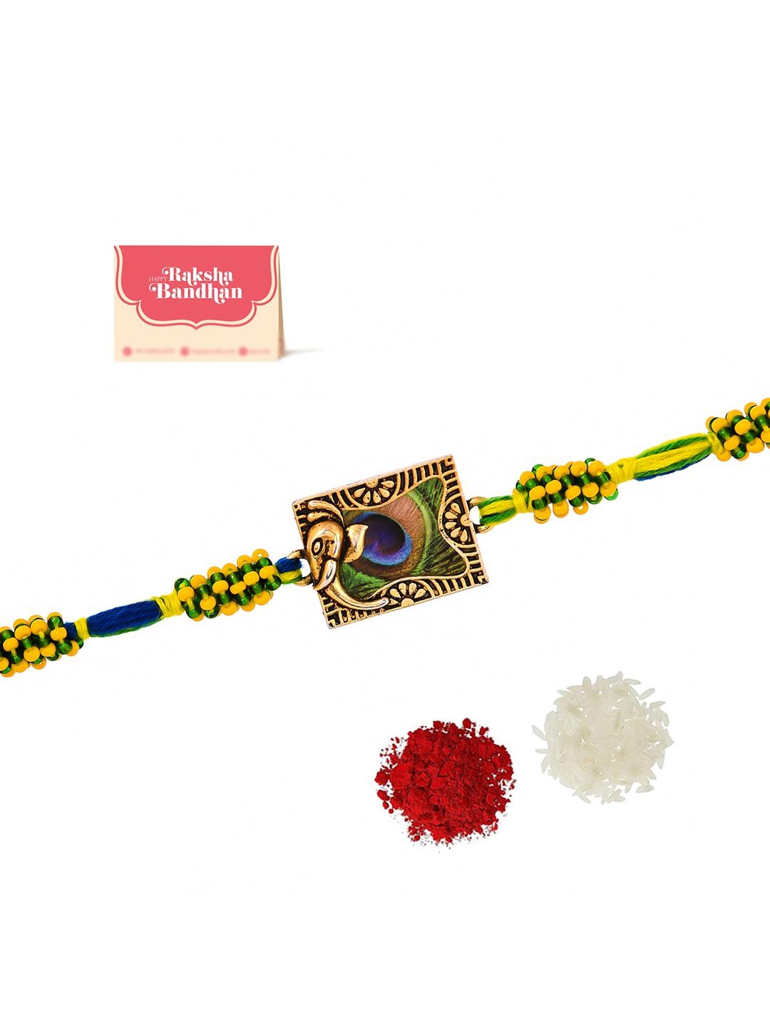 Voylla Men Peacock Feather Thread Rakhi