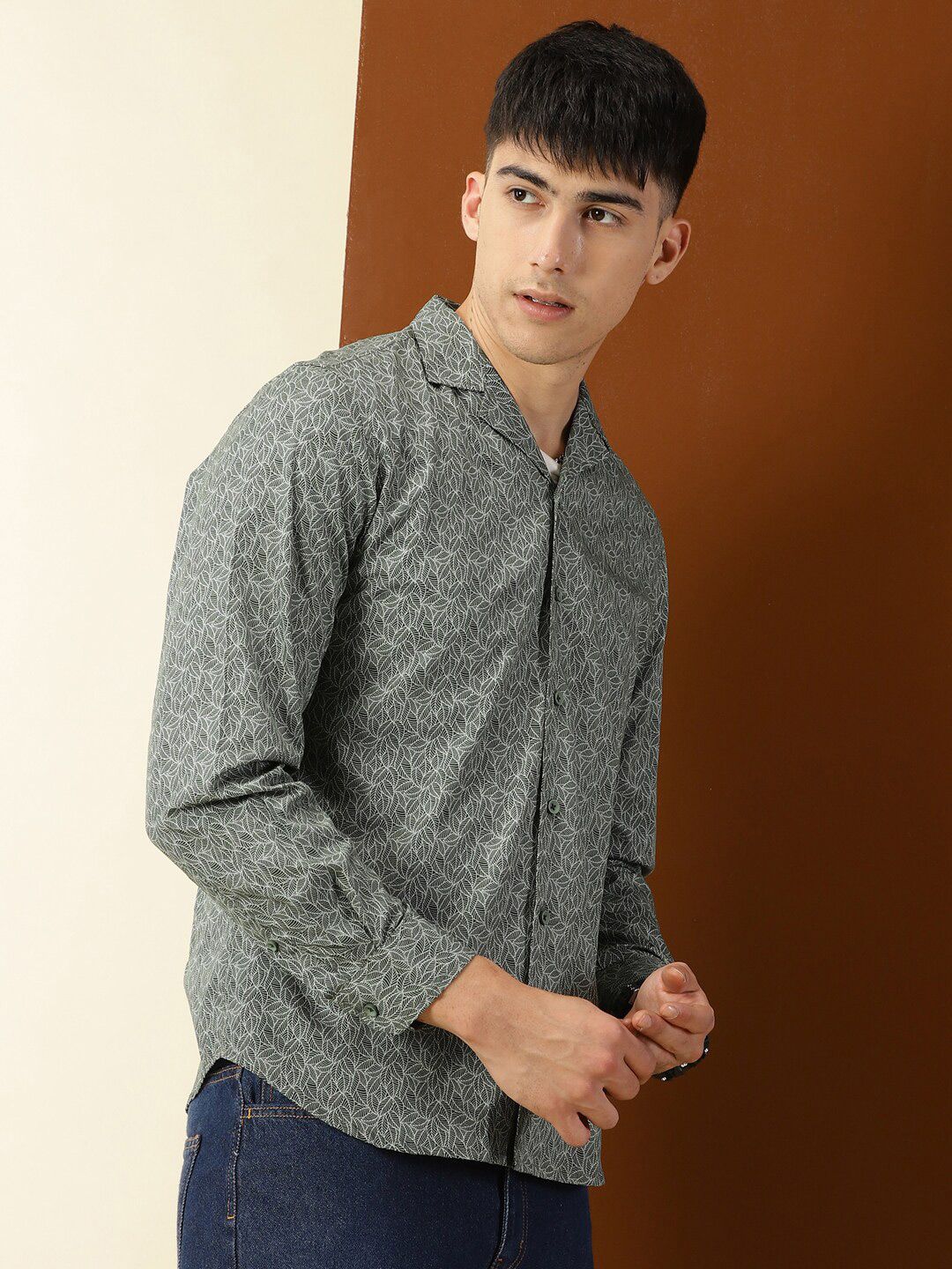 Thomas Scott Classic Floral Printed Cuban Collar Cotton Casual Shirt