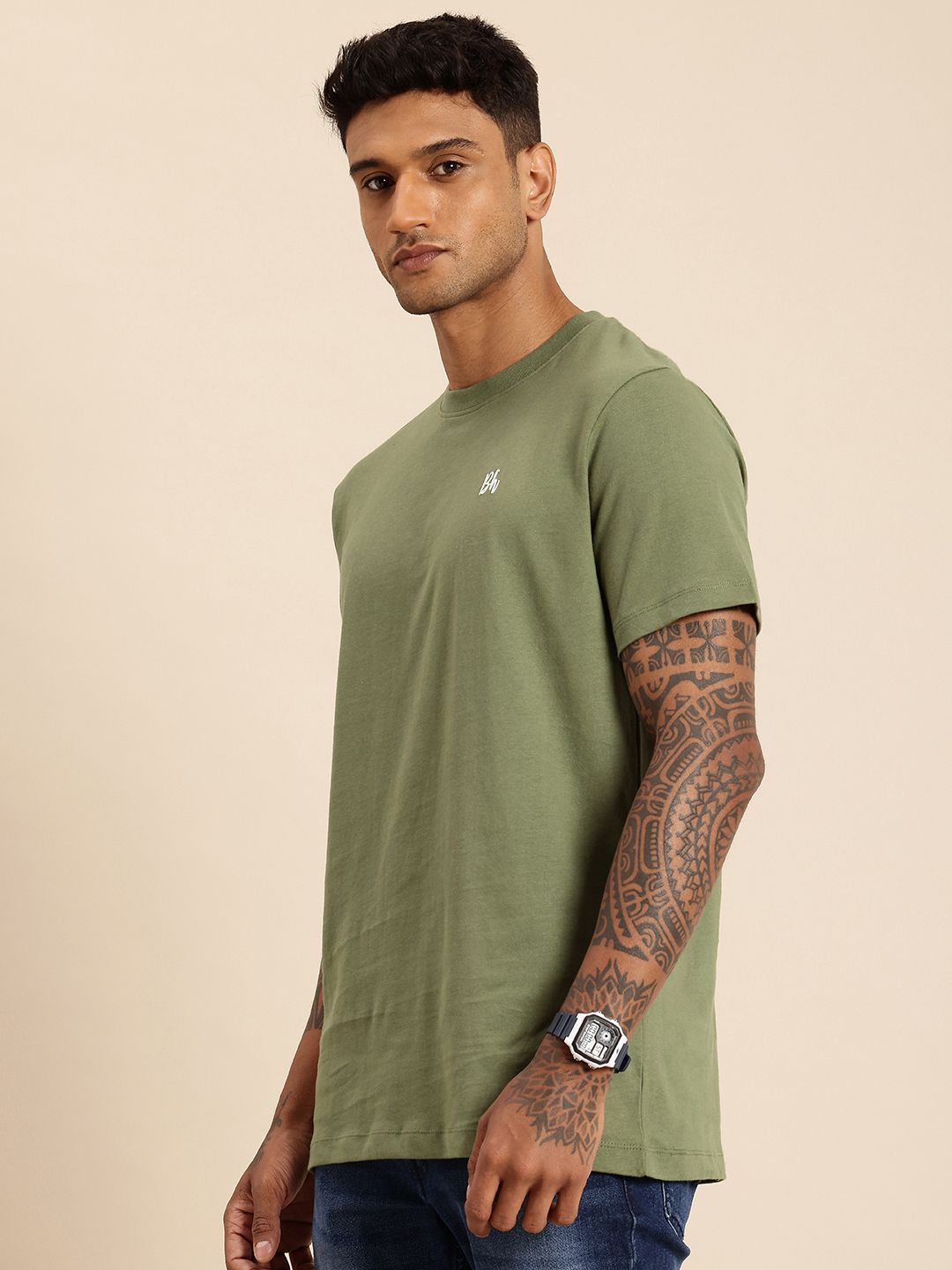 Being Human Pure Cotton Drop-Shoulder Sleeves Relaxed Fit T-shirt