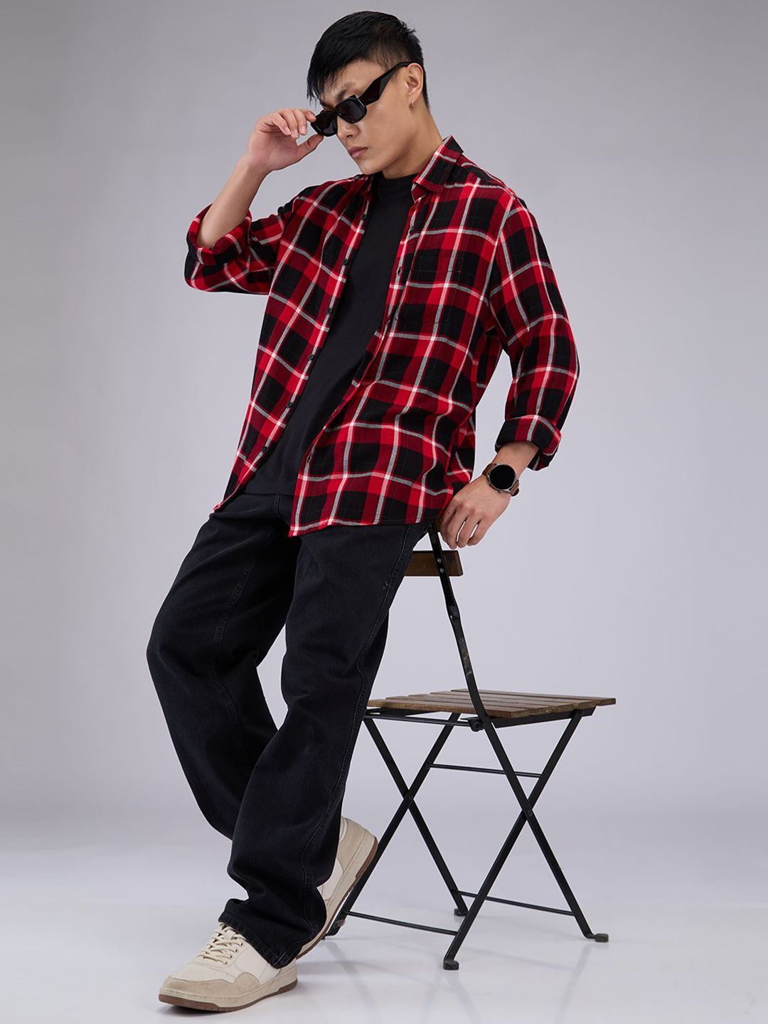 VASTRADO Men Classic Slim Fit Opaque Checked Casual Shirt
