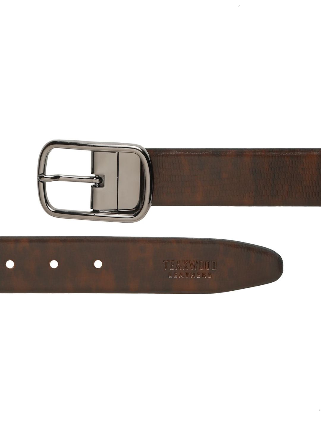 Teakwood Leathers Men Textured Leather Reversible Formal Belt