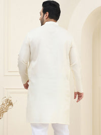 SOJANYA PLUS Men Cream-Coloured Ethnic Motifs Jacquard Kurta