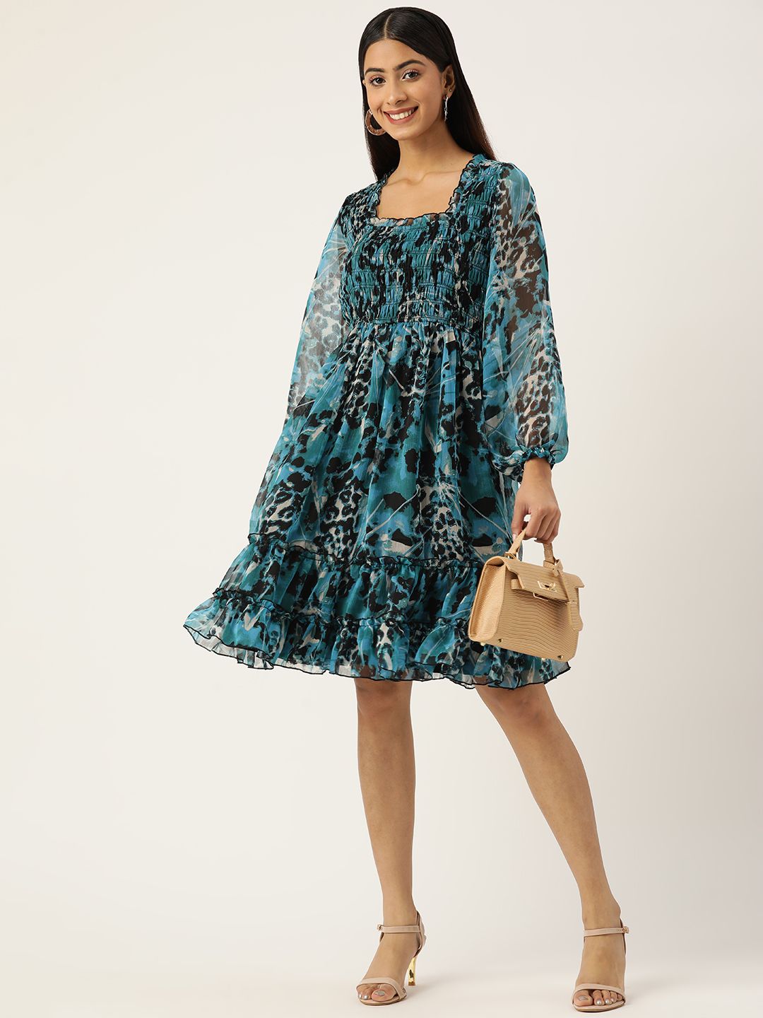 Antheaa Woman Smocked Tiered Dress