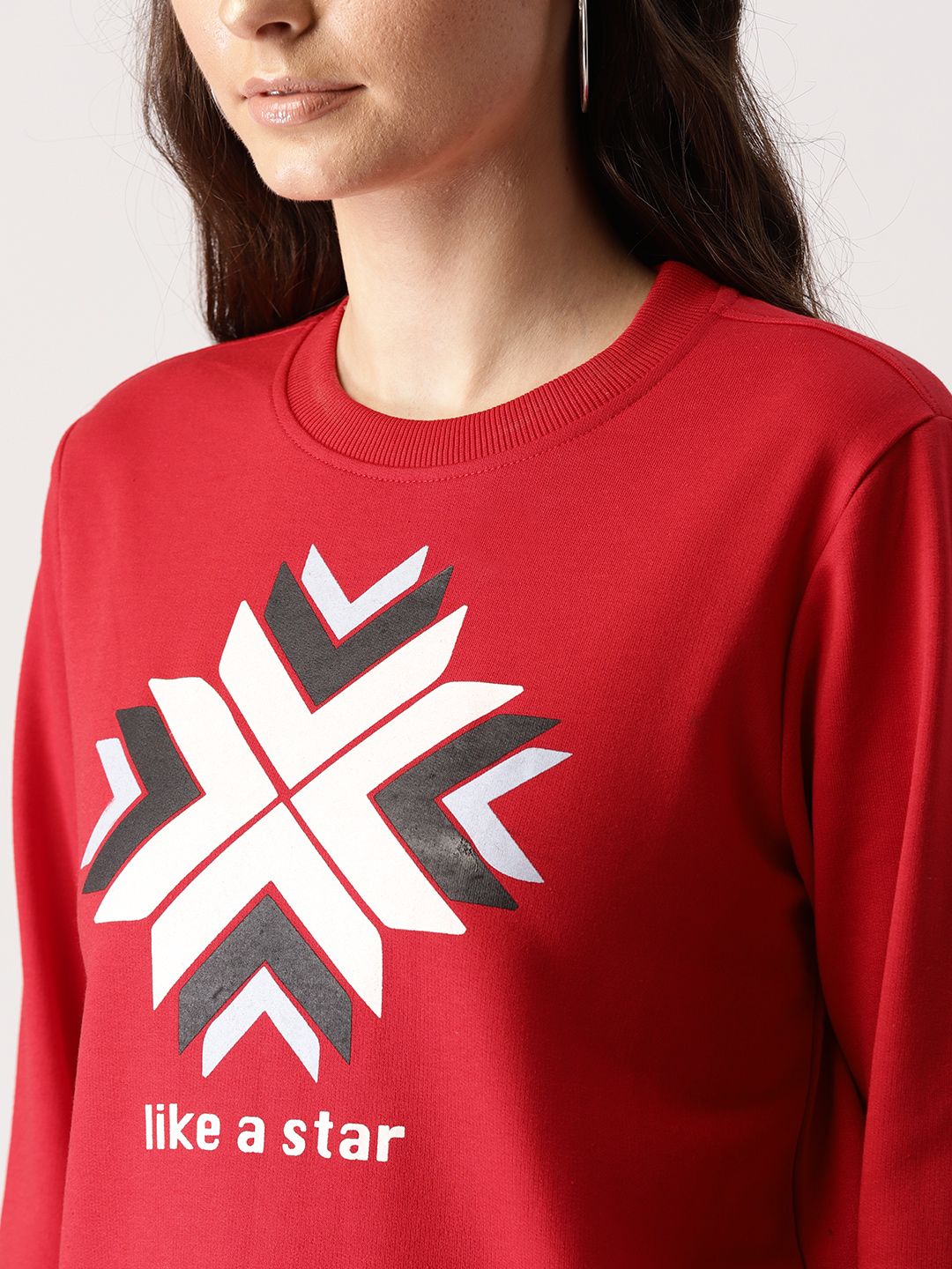 DressBerry Women Red Printed Sweatshirt