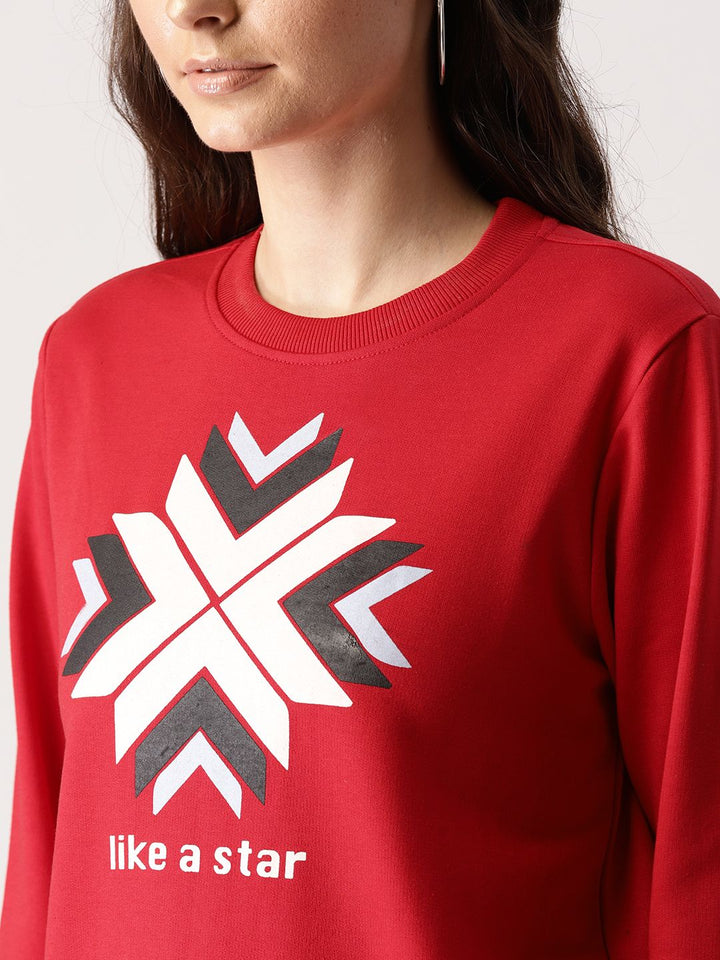 DressBerry Women Red Printed Sweatshirt