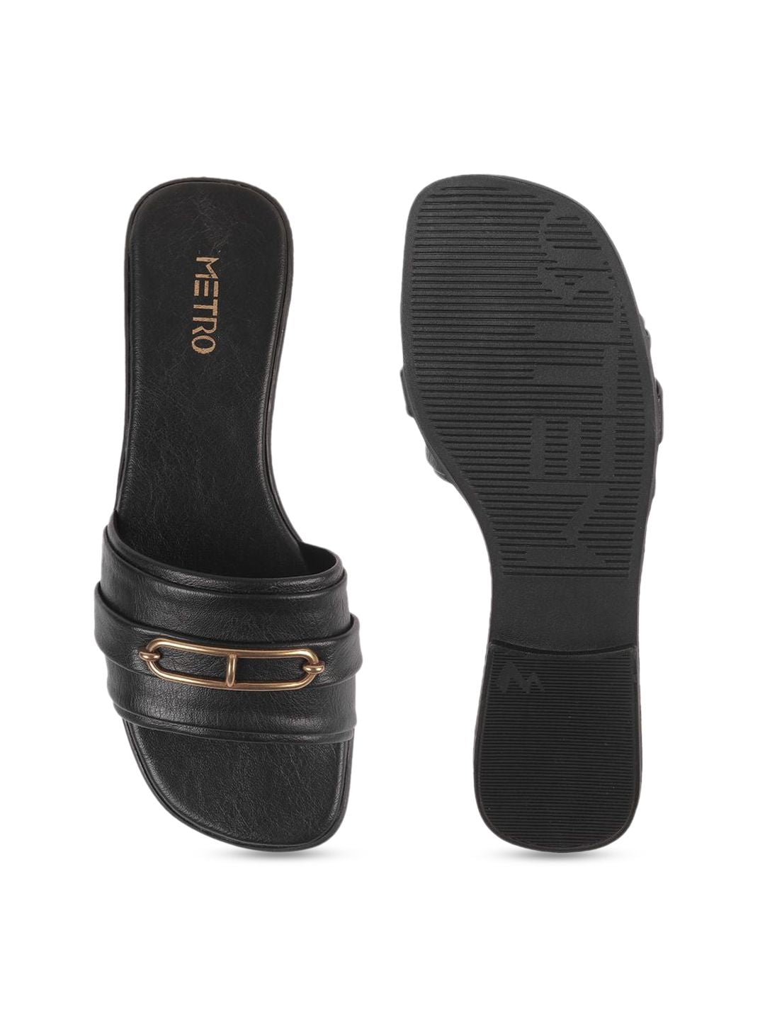 Metro Women Embellished Open Toe Flats