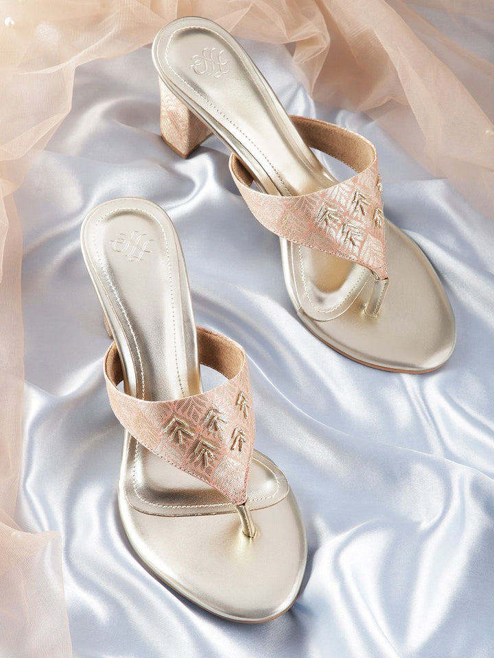House of Pataudi Woven Design Ethnic Block Heels