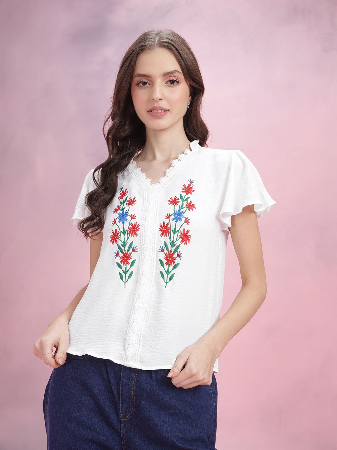 DressBerry Floral Embroidered Top