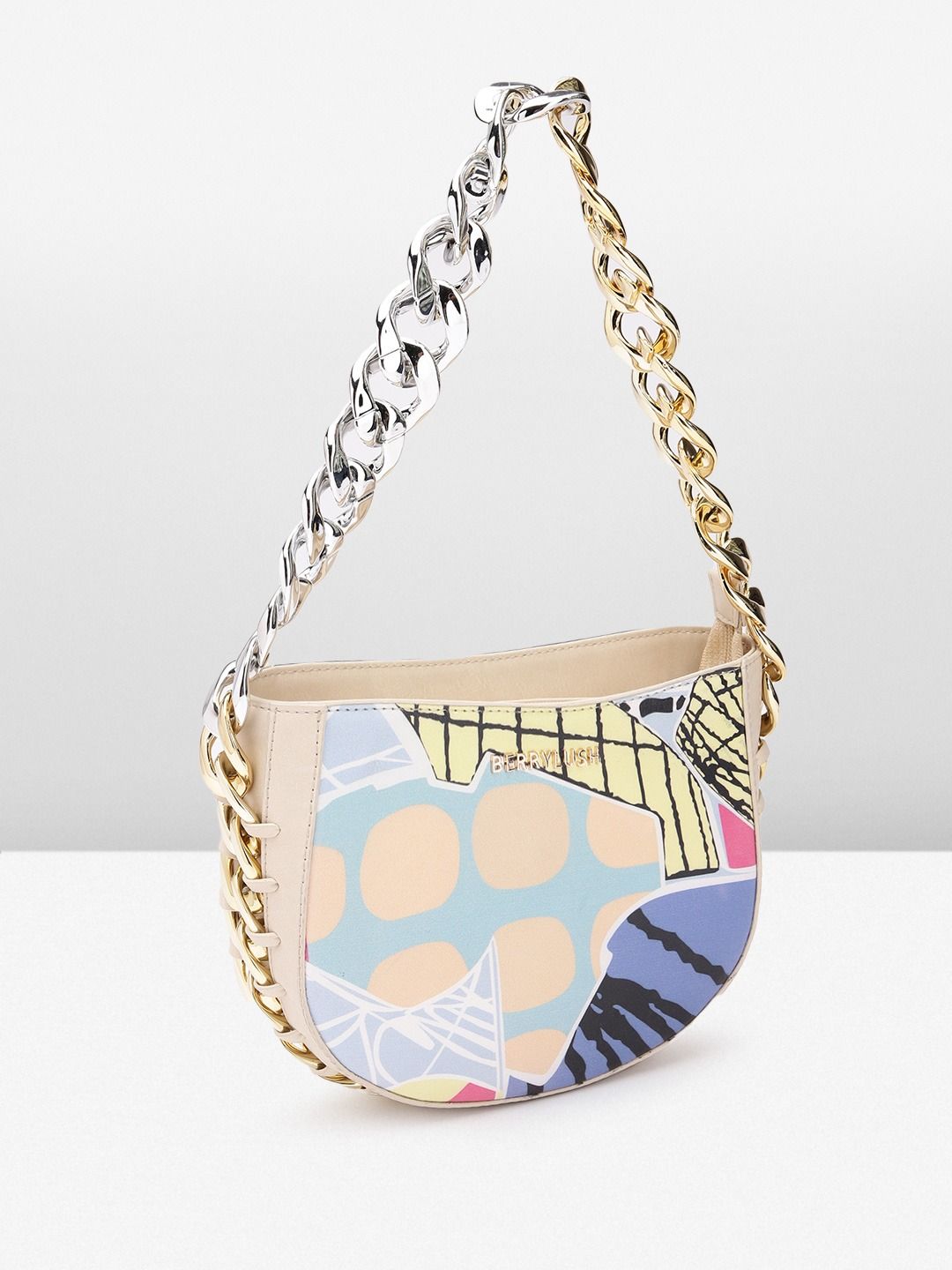 Berrylush Printed Half Moon Handheld Bag