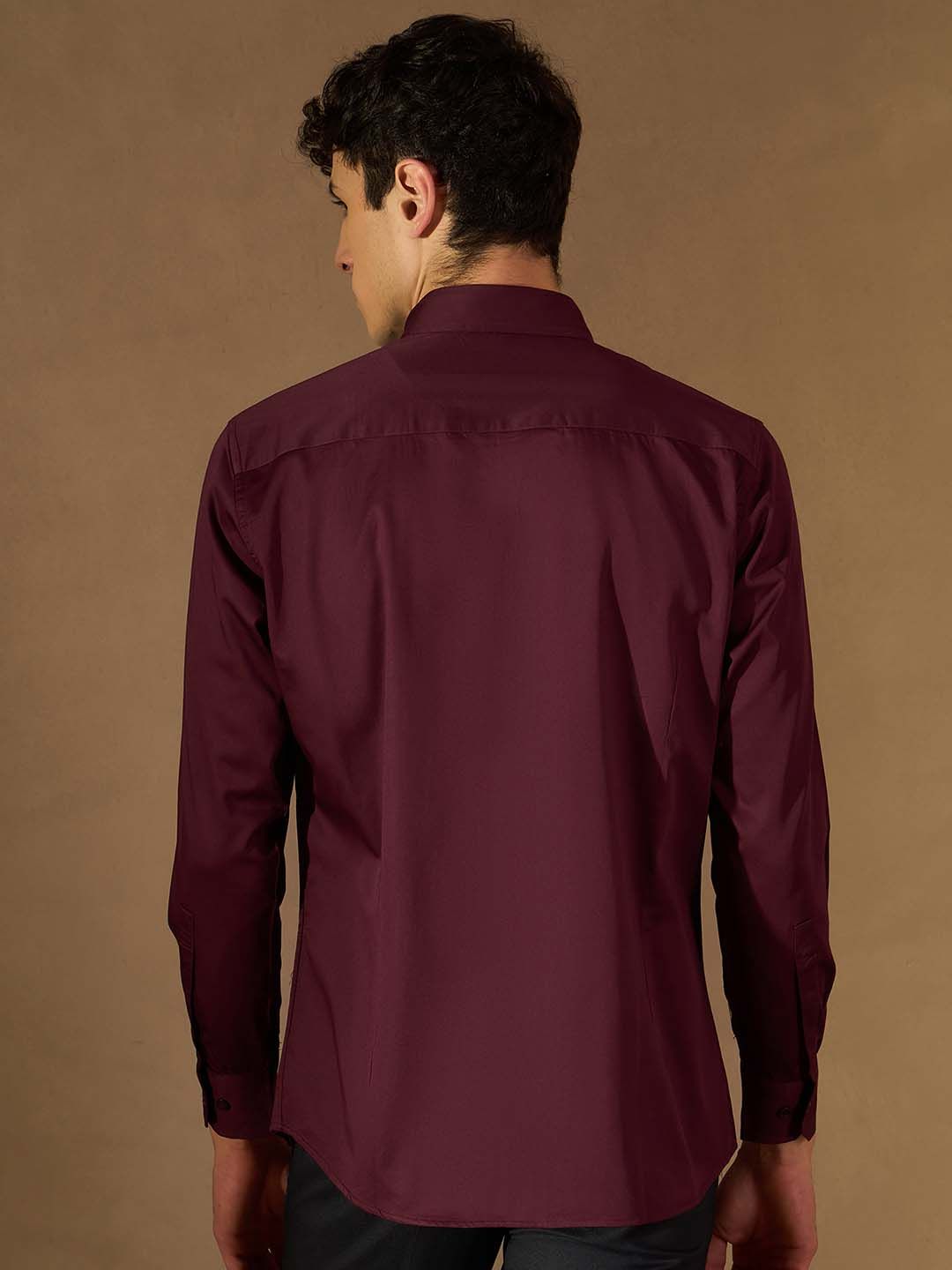 DENNISON Smart Slim Fit Spread Collar Cotton Shirt