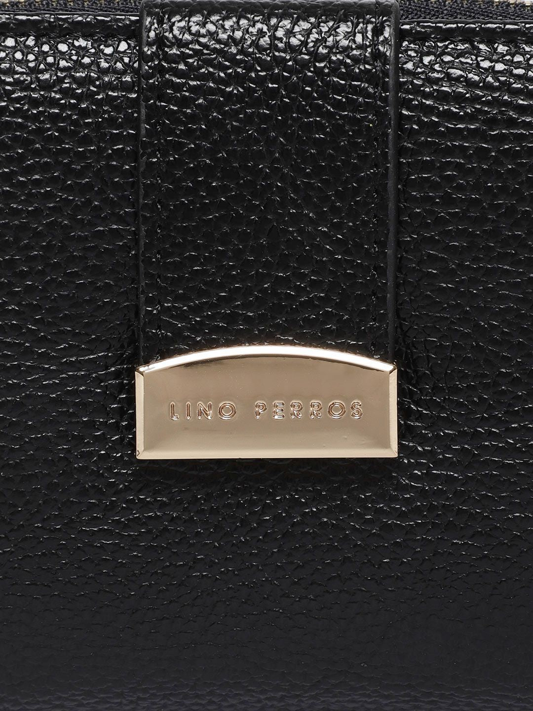 Lino Perros Women Black Solid Zip Around Wallet