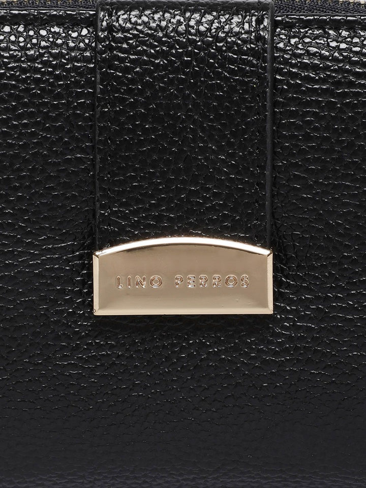 Lino Perros Women Black Solid Zip Around Wallet