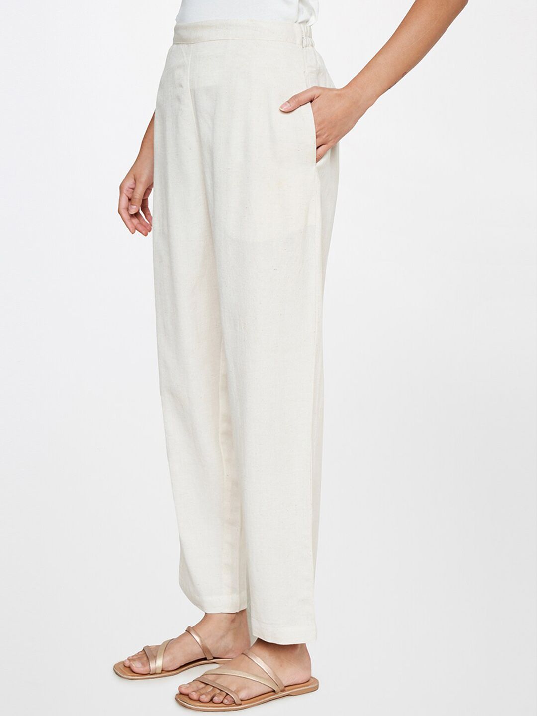 Global Desi Women Straight Fit Pleated Trousers