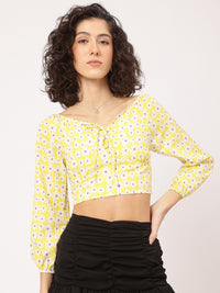 DressBerry Dash of Floral Smocked Empire Padded Crop Top