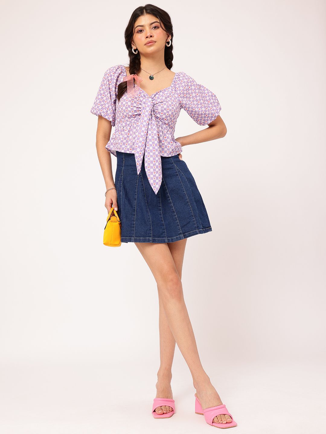 DressBerry Vibe Check Printed Smocked Empire Top