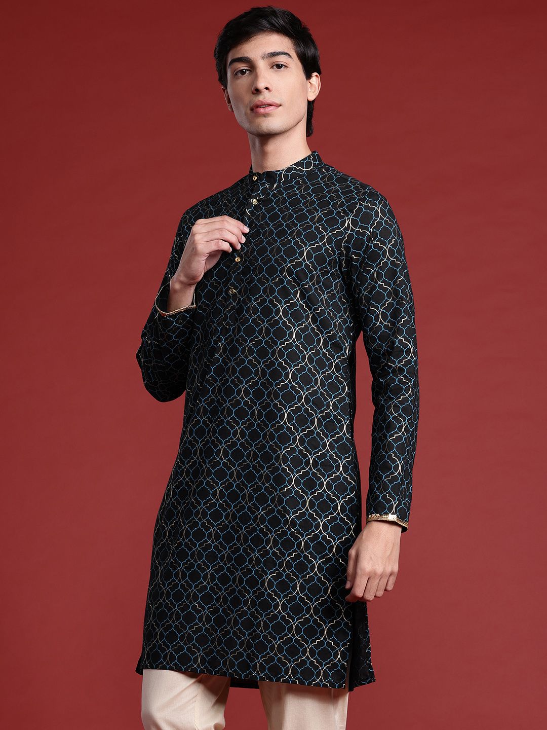 Anouk Geometric Print Straight Kurta