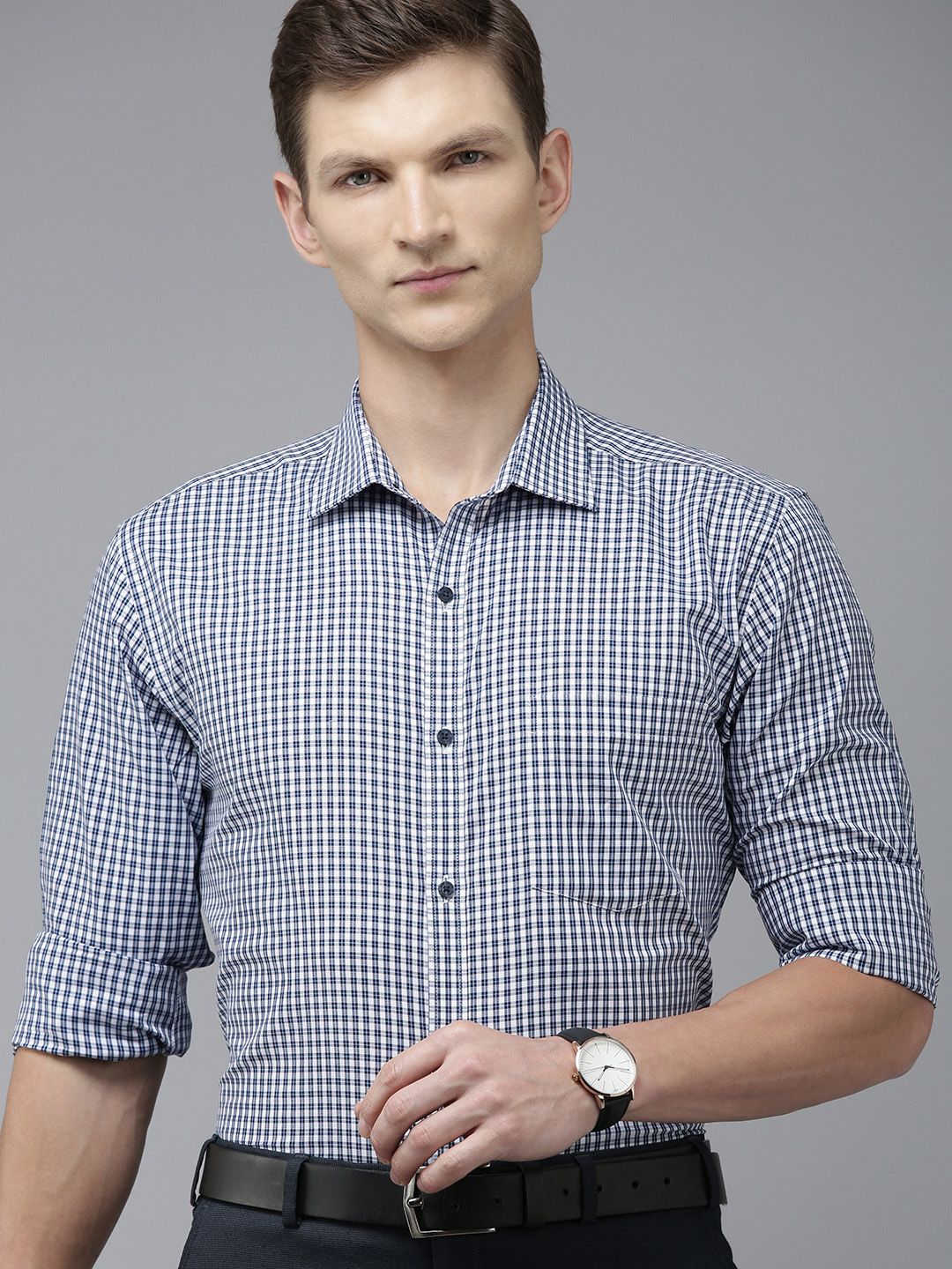 Park Avenue Pure Cotton Slim Fit Checked Formal Shirt