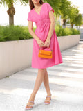 DressBerry Barbiecore Seersucker Cinched Waist A-Line Dress