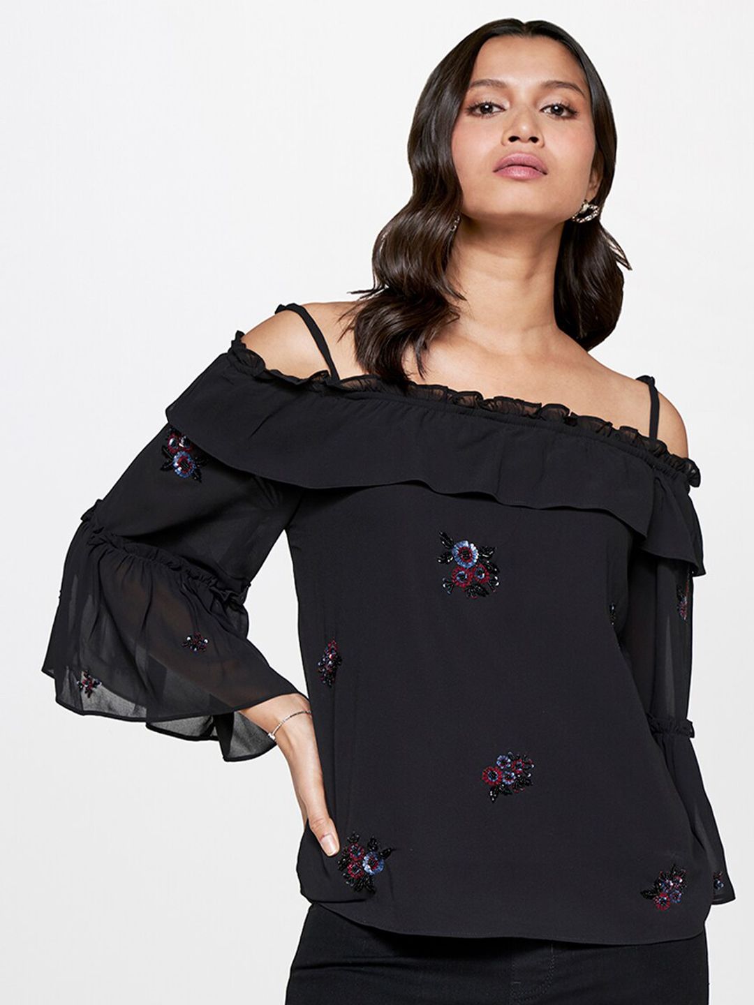 AND Embellished Off-Shoulder Bardot Top