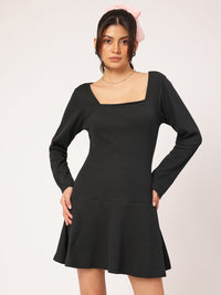 DressBerry Edgy Elegance Ribbed Drop-Waist Mini Dress