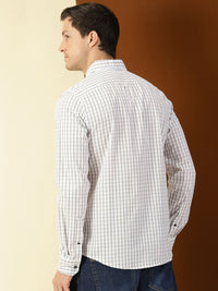 Thomas Scott Classic Slim Fit Windowpane Checks Pure Cotton Casual Shirt