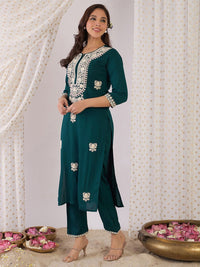 Indo Era Embroidered Round Neck Tunic With Trouser
